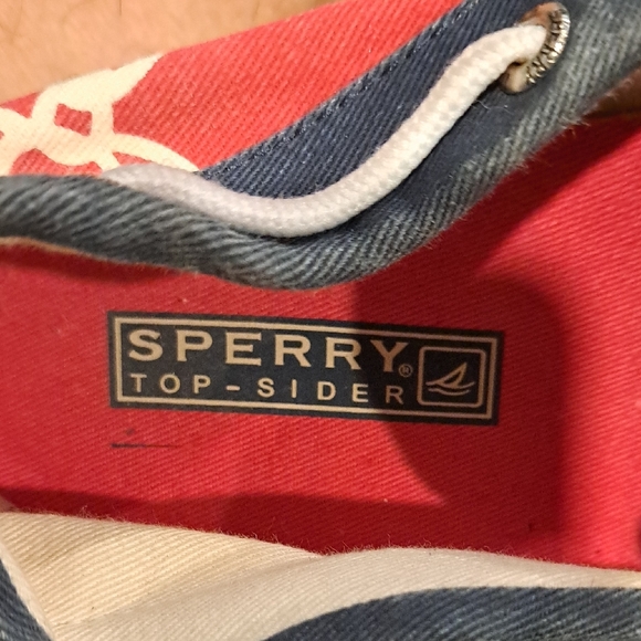 Sperry Womens Red and Navy Moccasins Size7 B112 - Picture 2 of 3